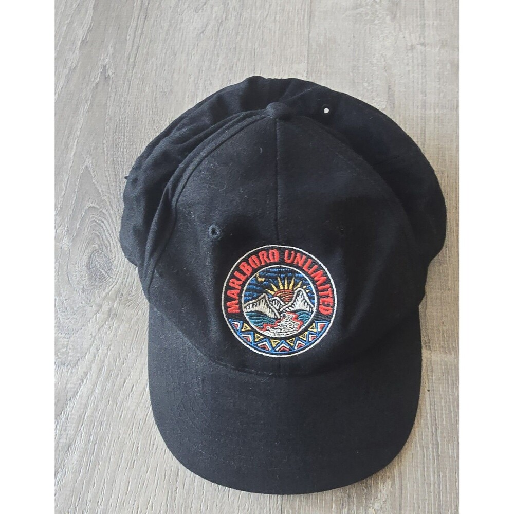 Vintage MARLBORO Unlimited Adventure Gear Strapback Hat 90s Smoking Tobacco